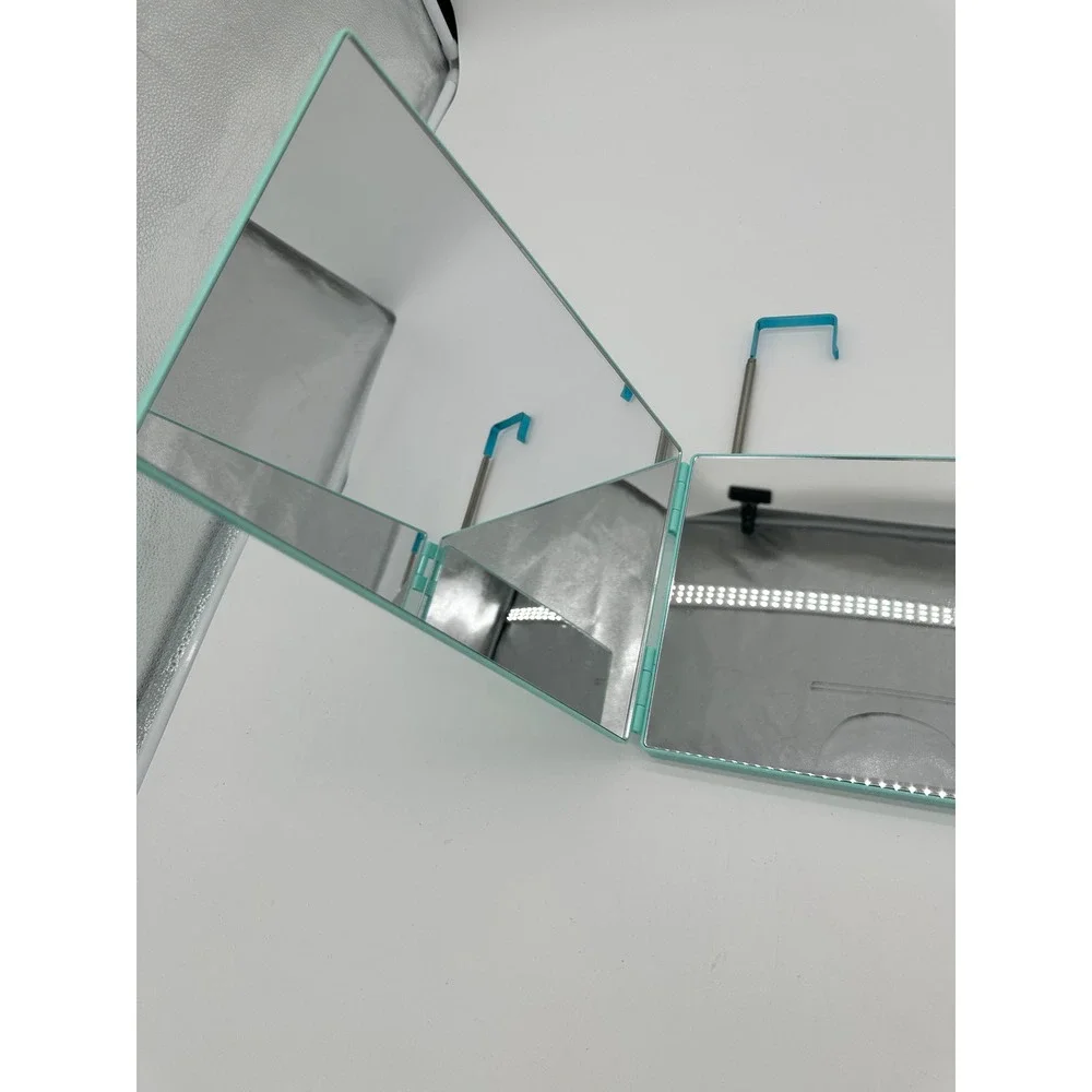 Self Style 3-Way Trifold Mirror Unisex‎ Hanging 360 Haircut Grooming Teal OS